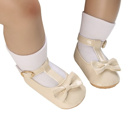 

Toddler Girl Shoes Toddler Kids Girls Soild Bowknot Princress Shoes Soft Sole The Floor Barefoot Non Slip Shoes ( Beige 11 )