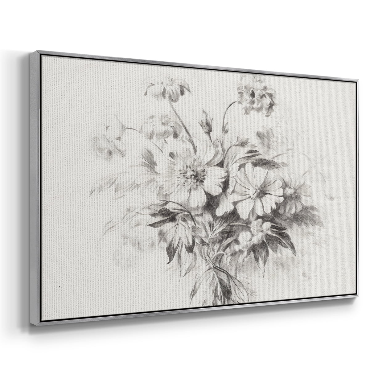 Vintage Sketch-II By Wexford Home Framed in Silver Wood Gallery Wrapped Canvas 27 in. x 41 in.