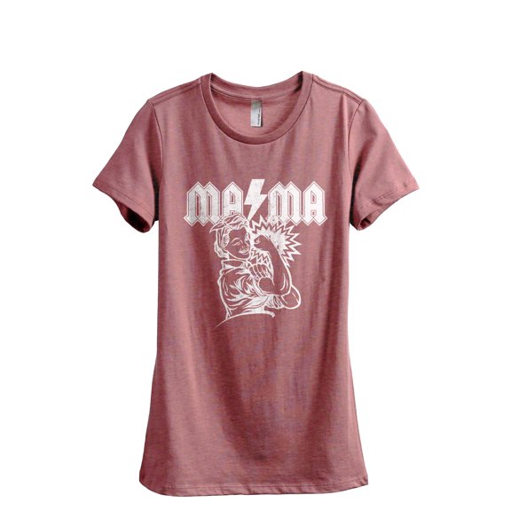 Mama Rock Women's Fashion Relaxed T-Shirt Tee Heather Rouge Medium