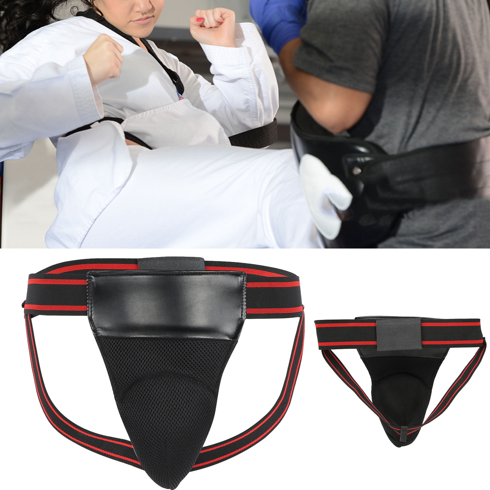 Taekwondo Groin ProtectionMMA Sanda Crotch Guard Boxing Protector Elastic Belt 