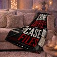 thumbnail image 6 of Crime Coffee Case Files Grunge Collage, Festive Holiday Scene, Warm Flannel Blanket for Kitchen and Dining Room with Detailed Artwork, Art Lovers Christmas Gift, Festive Home Decor, 6 of 9