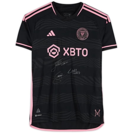 Lionel Messi Luis Suarez and Sergio Busquets Inter Miami CF Autographed 2023 Black Adidas Authentic Jersey - Front Signed - Fanatics Authentic Certified