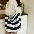 thumbnail image 4 of CHUMUD Striped Canvas Tote Handbag for Women Vertical Stripe Large Capacity Shoulder Bag for Shopping Travel, 4 of 7
