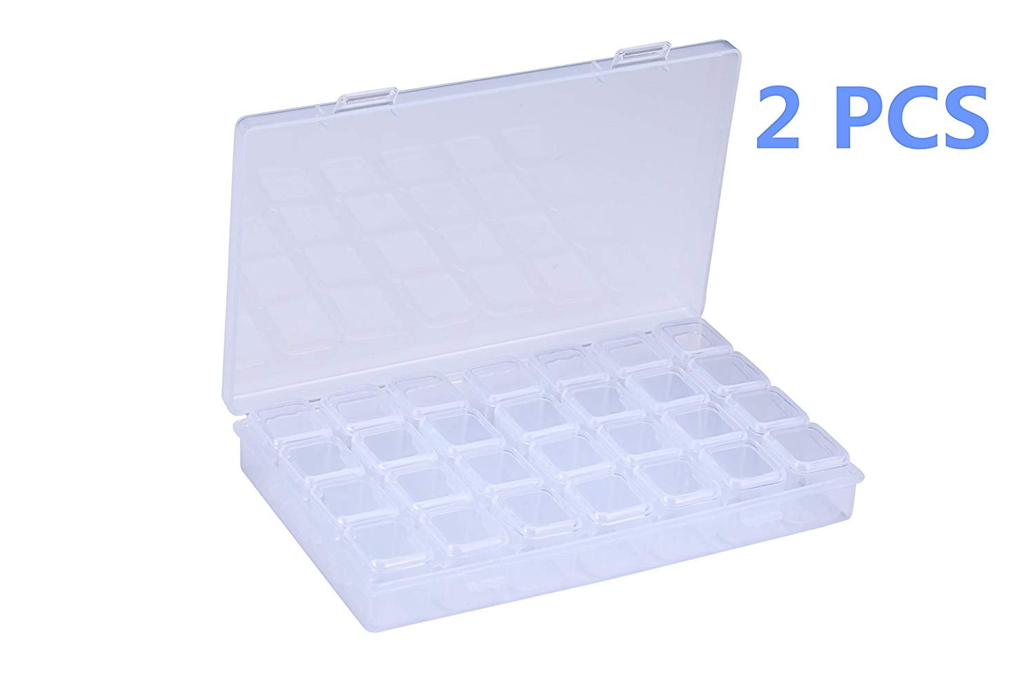 2 Pcs 28 Grids Diamond Embroidery Box, Adjustable Diamond Painting Accessories Nail Accessory Storage Boxes for DIY Art Craft