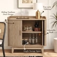 thumbnail image 3 of LuxenHome Mid-Century Modern Tambour-Style 2-Door 31.5-Inch Wide Cabinet with Tray Top, Oak, 3 of 7