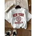thumbnail image 1 of T-Shirt Graphique Grande Taille pour Femmes New York Brooklyn, Manches Courtes Décontractées Col Rond, Tee-Shirt Léger en Coton d'Été avec Design Iconique NYC, 1 of 6