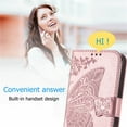 thumbnail image 4 of for Samsung Galaxy A06 Leather Wallet Phone Case, Butterfly Flower Relief Folio Flip Cover, Floral Card Holder Cash Slot, Magnetic Clasp, Stand Support, Wrist Strap Lanyard, 4 of 8