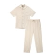thumbnail image 4 of GENTS BLISS Men 2 Piece Set Linen Outfit Casual Short Sleeve Button Down Shirt and Linen Pants, 4 of 10