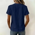 thumbnail image 5 of WHEANG Women's Stitch Detail T-Shirt â Short Sleeve Daily Wear Casual Womens T Shirts Button Neck Soft Cotton Blend Loose Fit Basic Tee Trendy Tops for Women(Blue Size 2XL) Summer Sales Under $8, 5 of 5