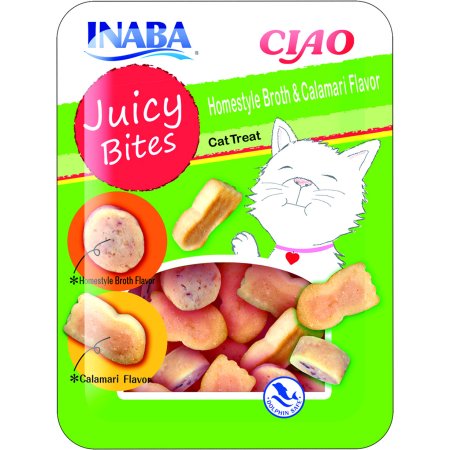 Juicy Coat - Inaba Ciao Juicy Bites Homestyle and Calamari Flavor Cat Treats, 3 packs
