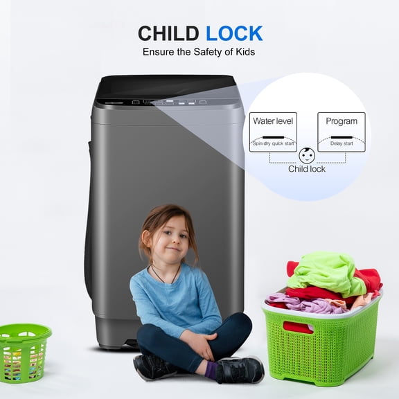 GGTB 30lbs Portable Washing Machine - Fully Automatic with Stainless Steel Tub, 10 Wash Programs, 8 Water Levels, Large Capacity Drain Pump - Perfect for Apartments, Dorms