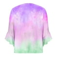 thumbnail image 4 of Wyobmus 3/4 Sleeve Tops for Women Casual Ruffled Cuffed Short Sleeve V Neck T Shirts Gradient Color Blouses Dressy Tunic Tops C-Purple, 4 of 5