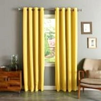(#32) Hotel Quality Silver Grommet Top, Faux Silk 1 Panel Yellow Solid Thermal Foam Lined Blackout Heavy Thick Window Curtain Drapes Grommets 95" Length