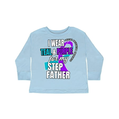 

Inktastic Suicide Prevention I Wear Teal and Purple for My Step Father Gift Toddler Boy or Toddler Girl Long Sleeve T-Shirt