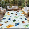 thumbnail image 2 of Spring Butterfly Dragonfly Outdoor Rug for Patio/Deck/Porch, Non-Slip Large Area Rug 3 x 5 Ft, Rustic Botanical Floral Teal Green Indoor Outdoor Rugs Washable Area Rugs, Camping Rug Carpet Runner, 2 of 8