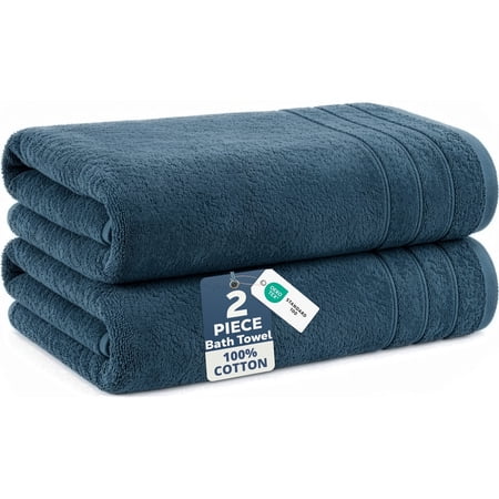 Casa Platino Large Bath Towels Set - Quick Dry Cotton Bath Towels for Bathroom, Spa & Gym - Soft & Highly Absorbent - Steel Blue