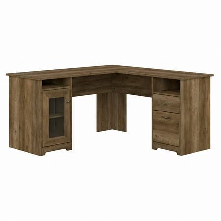 Bush Furniture Cabot 60 L Shaped Desk with Storage Reclaimed Pine