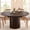 Coffee Brown, variant on 47"-63" Extendable Round Dining Table for 4–8 with Storage, Mid Century Modern Farmhouse Wood Oval Dinner Table with Pedestal Base for Kitchen, Living Room (Black)