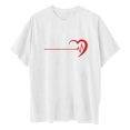thumbnail image 1 of Hombres y mujeres Parejas Mangas caídas Estampado de San Valentín Blusa suelta de manga corta Pompotops  oipoqjl3533, 1 of 7