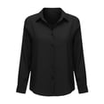 thumbnail image 4 of DHFJKG Women's Dress Shirts Long Sleeve Loose Fit Solid Color Stretchy Soft Button Down Collared Shirts Classic Tops, 4 of 4