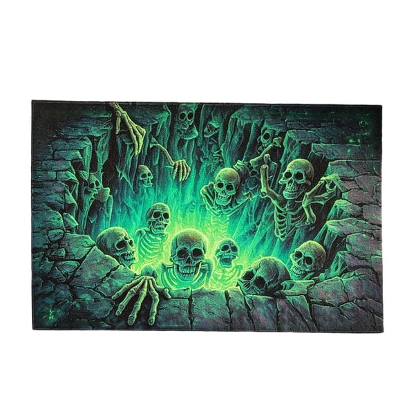 3D Halloween Rug, Optical Illusion Door Mat for Entryway, Plush Skeleton Bath Mat, Soft Spooky Bedside Mat for Bedroom, Non Slip Fall Room Decor, Accent Rug