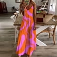 thumbnail image 4 of Abstract Pink Orange Wavy Lines Sleeveless Dress Loose Women's Dress Dresses Luxury Evening Dresses, 4 of 9