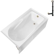 Streamline GA-311-24-PBR 60 in. x 32 in. Acrylic Right-Hand Drain Alcove Bathtub in Glossy White With External Drain in Polished Brass