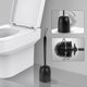 thumbnail image 4 of Escobilla de baño con soporte, juego de escobilla de silicona para inodoro, mango largo y soporte de cierre automático, para baño o invitados (negro), 4 of 5