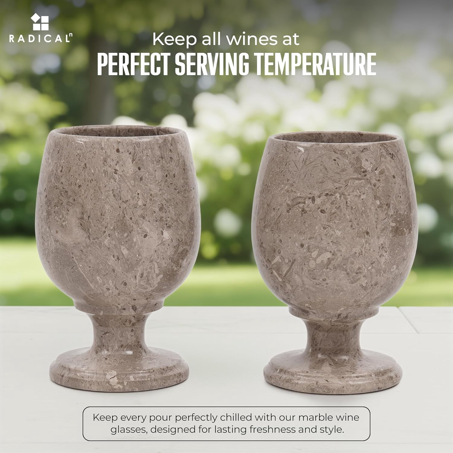 Radicaln Marble Wine Glasses Set of 2 Handmade Oceanic 5 inch Stem Wine Glasses For Dining Table Decor, Ideal Drinking Glassware, White and Red Wine Glasses For Party