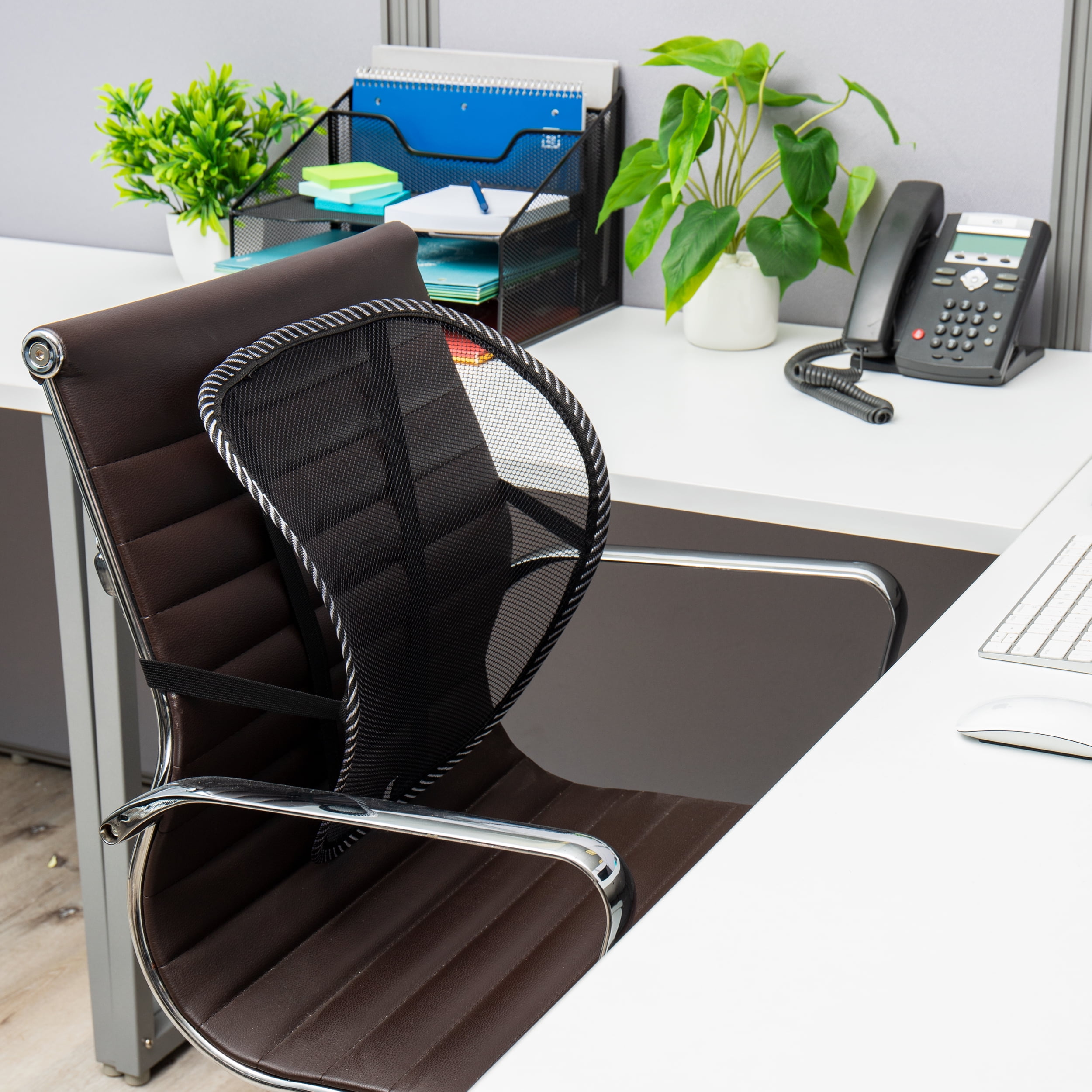 Mind Reader Ergonomic Lower Back Support, Office Chair Cushion, Mesh, Height 4", Set of 4, Black