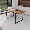 thumbnail image 4 of Dtwnek 59" Rectangular Dining Table with Metal Base, 1.5" Thick wood Tabletop Dining Table for Home, Kitchen, Dining Room, Dark Brown, 4 of 11