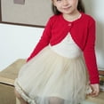 thumbnail image 6 of CPNG Toddler Girls Cardigan Shrug Sweater Bolero Shrug Baby Kids Hollow Out Long Sleeve Cropped Dress Up Button Cover Up Cropped Tops Closure Jacket Tops, 6 of 9