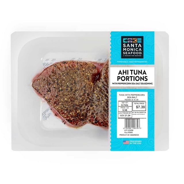 Santa Monica Seafood Wild Caught Ahi Tuna with Peppercorn Sea Salt Seasoning, priced per pound