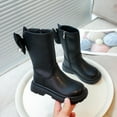 thumbnail image 6 of NAISIBABY Girls Mid Calf Boots, Zipper Lug Sole Back Bowknot Waterproof Non-Slip Winter Fashion Shoes Black 1(Big Kids), 6 of 6