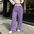 thumbnail image 5 of Trousers Pants for Women Plus Size Wide Leg Pants with Pockets Elastic Waist Loose Long Pants Casual Lounge Workout Jogger, 5 of 6