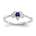 thumbnail image 1 of Bague Cœur Pierre de Naissance Améthyste en Or Blanc 14K, 1 of 2