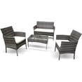 thumbnail image 2 of Ilios Innova Sala de jardín de 4 Piezas con 3 sillones y Mesa Rectangular, Rattan sintético Resistente, Cojines con Tela náutica Impermeable y Fundas Lavables, Estructura de Acero, para Exteriores, 2 of 2