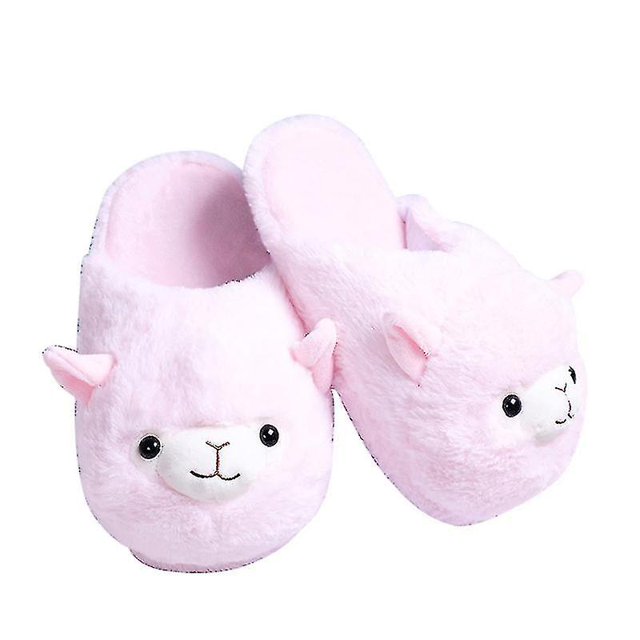 Warm Animal Slippers Furry Brown/pink/color Home Slippers Suitable For Women-1Pink alpaca