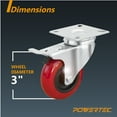 thumbnail image 3 of POWERTEC 4PK 3-Inch Swivel Caster Wheels with Brake & 640 lbs Loads, Heavy Duty Plate Casters, Dual Locking PU Castor Wheels for Furniture, Cart, Dolly and Workbench (17205), 3 of 8