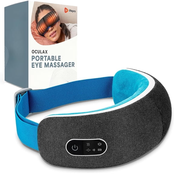 LifePro OCULAX FSA/HSA Eligible Eye Massager with Heat & Vibration – Heated Eye Mask for Migraines, Puffy Eyes & Dry Eyes, Cordless Eye Massager with Bluetooth Music - Blue