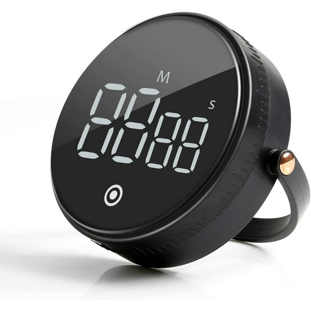 Temporizador de cocina, temporizador inteligente digital con pantalla LCD y 3 volumen ajustable, control de rotación de 360 °, cronómetro y cuenta regresiva para cocina, hornear, deportes, estudios Afortunado Sencillez