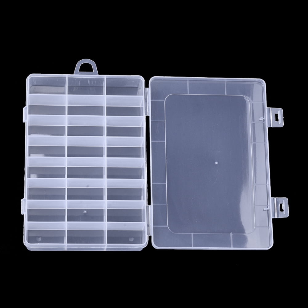5pcs Plastic Bead Storage Containers 24 Compartments Rectangle Clear 19.5x13x3.6cm Hole: 10x15.5mm Compartment: 22x41mm