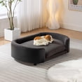 thumbnail image 3 of Pefilos 38" Pet Sofa for Indoors Dogs, Cat and Dog Bed with Solid Wood Legs and Black Bent Wood Back, Cashmere Cushion, Gray, 3 of 10