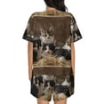 thumbnail image 6 of Uemuo Cat Family Pattern Women's Short-Sleeved Pajama, Button-Front Loungewear, 2-Piece Summer Sleepwear, Elastic Drawstring Shorts-X-Large, 6 of 7
