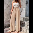 thumbnail image 4 of Pantalones de Salón de Pierna para Mujer, Cintura Alta, Ajustables, con Nudo de Lazo, Holgados. Albaricoque M, 4 of 10