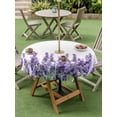 thumbnail image 5 of Outdoor Tablecloth with Umbrella Hole Zipper Spring Lavender Round Tablecloth 54" Waterproof Outside Table Cloth Purple Botanical Garden Florals Flower Patio Table Cover Tablecloths for Picnic Party, 5 of 8
