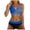 Blue, variant on Women's Printed Split Bikini Set Rhinestone Gathered Sexy Hot Beach Bathing Suits Swimwear