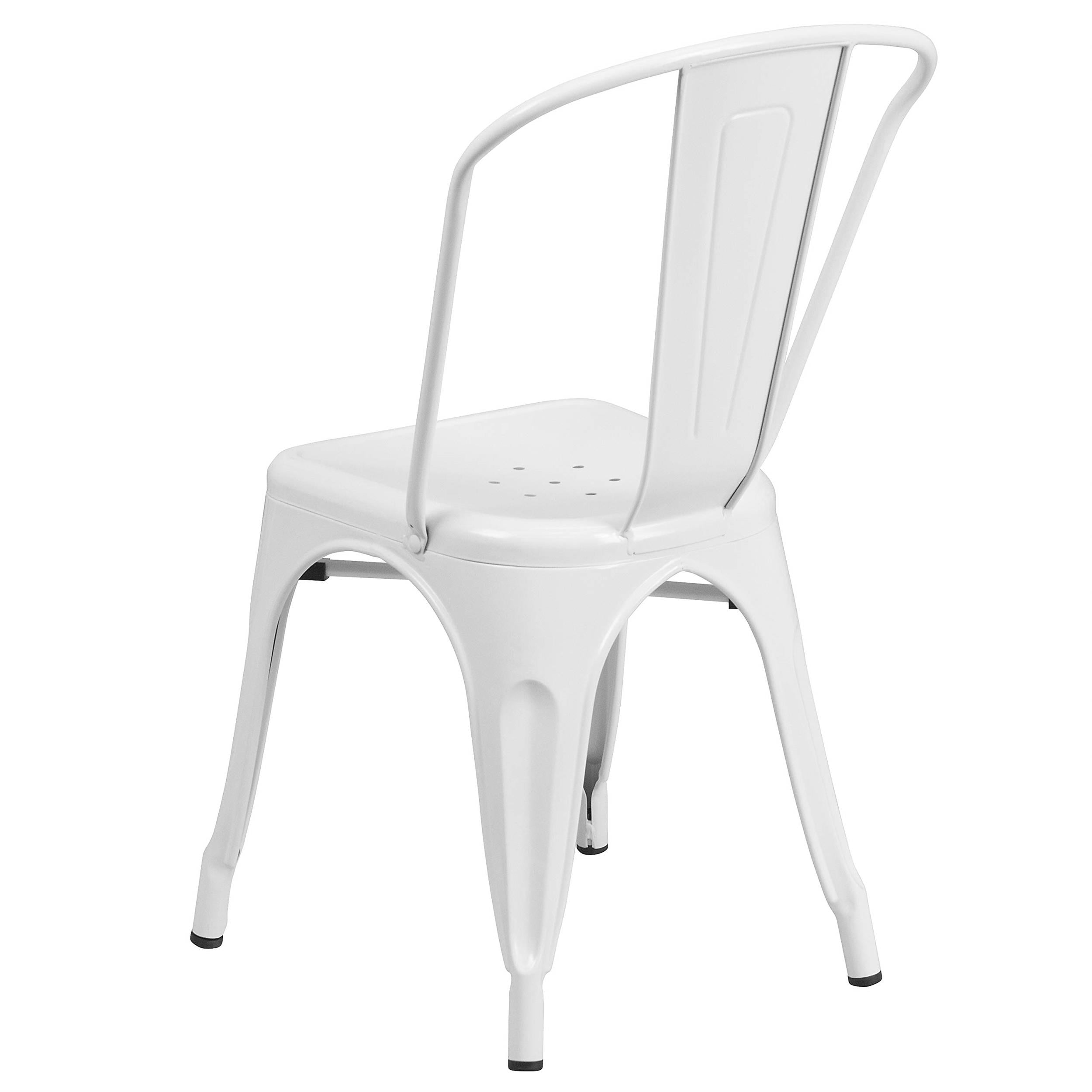 Bowery Hill Metal White Dining Chair Stackable Weather-Resistant Rectangular Unassembled