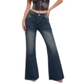 thumbnail image 3 of Women's Distressed Light Wash Wide Leg Jeans High Waisted Style, 3 of 9