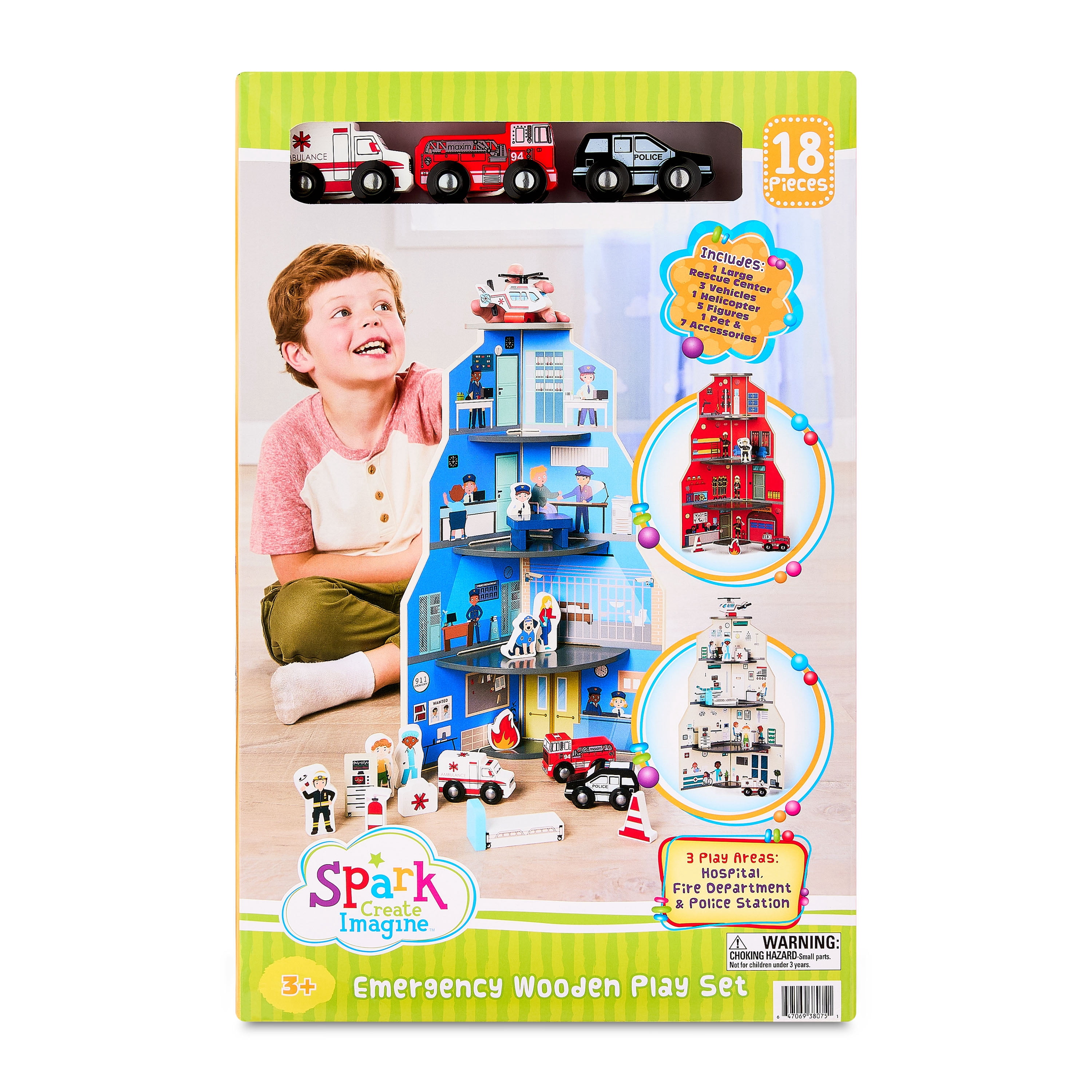 Spark.Create.Imagine. Emergency Wooden Play Set, 18 Pieces